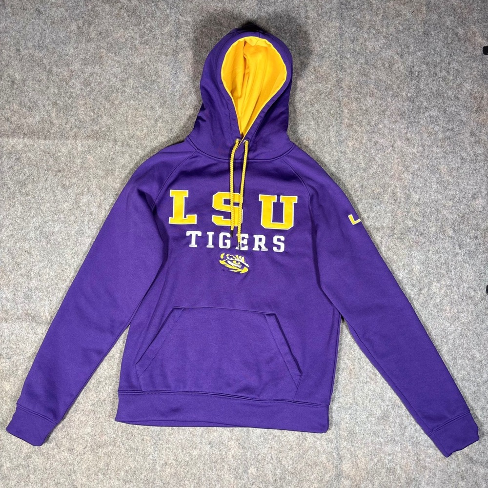 LSU Tigers Hoodie Small Purple Yellow Logo Sweatshirt Stadium Athletics Stitched